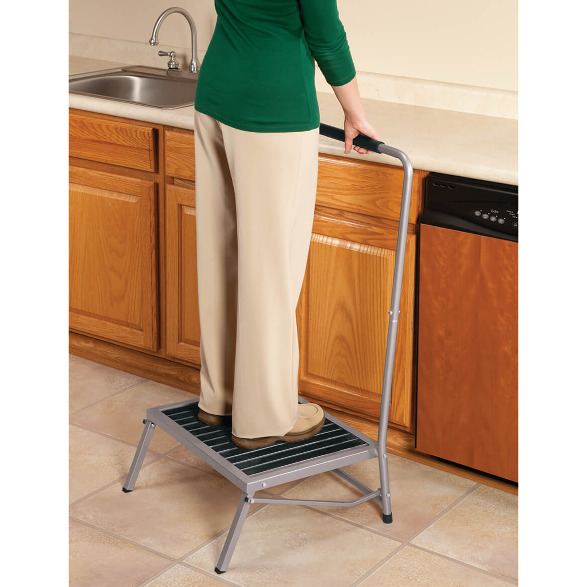 Folding Step Stool With Handle For Elderly Or Disabled   P344953b 2x 